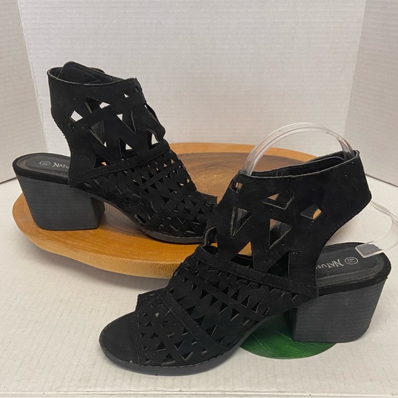 Nature Breeze Stenciled Cut Out Peep Toe Booties - Picture 2 of 11